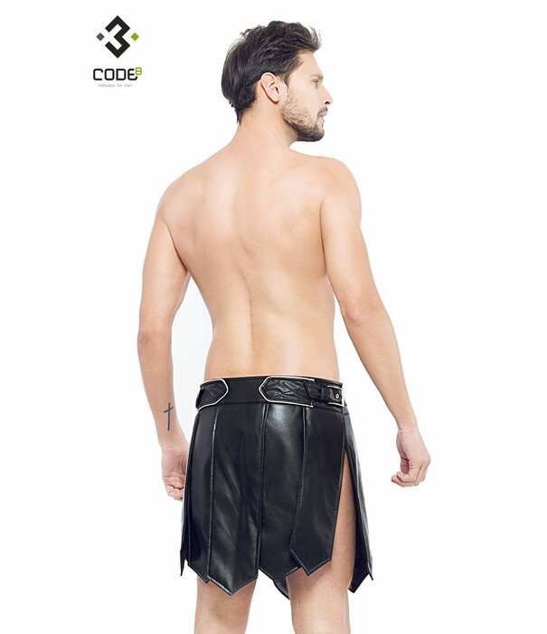 * Code8 by XXX COLLECTION Heren gladiator rok met geschulpt leer, en gekleurde biezen