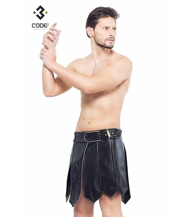 * Code8 by XXX COLLECTION Heren gladiator rok met geschulpt leer, en gekleurde biezen