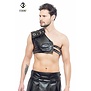 Zwart leren heren Gladiator Harnas met zwarte bies