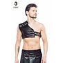 Zwart leren heren Gladiator Harnas met rode bies