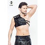 Zwart leren heren Gladiator Harnas met blauwe bies
