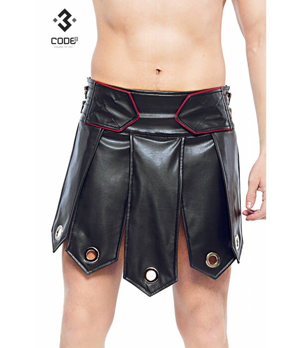 * Code8 by XXX COLLECTION Heren gladiator rok met metalen ringen, en gekleurde biezen