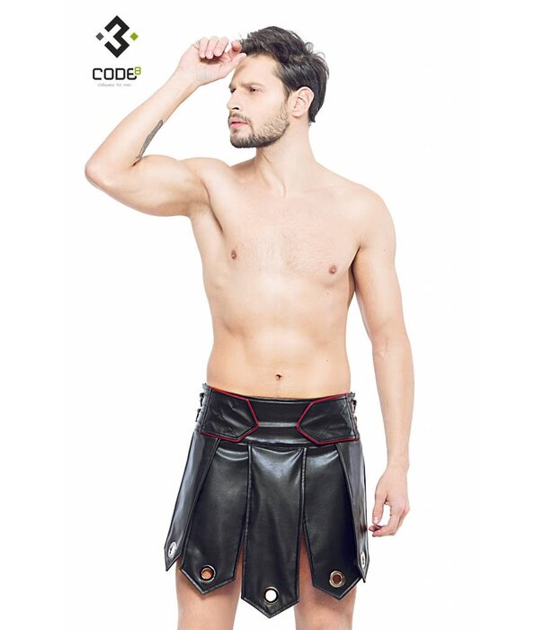* Code8 by XXX COLLECTION Heren gladiator rok met metalen ringen, en gekleurde biezen