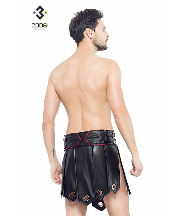 * Code8 by XXX COLLECTION Heren gladiator rok met metalen ringen, en gekleurde biezen