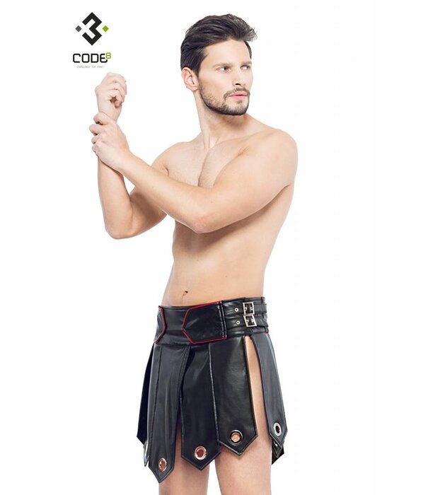 * Code8 by XXX COLLECTION Heren gladiator rok met metalen ringen, en gekleurde biezen