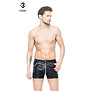 Heren short met mesh en gekleurde biezen en rits.