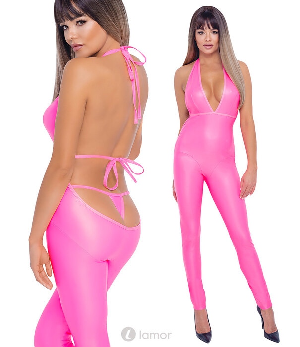 * ABIERTA FINA Sexy Neon roze jumsuit