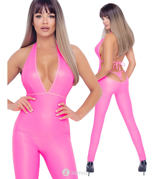 * ABIERTA FINA Sexy Neon roze jumsuit