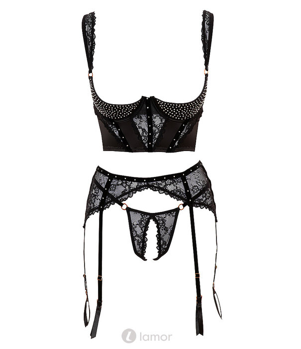 * ABIERTA FINA 3-delige jarretelle set  Abierta met adembenemende details