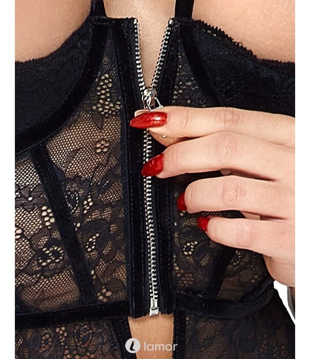 * ABIERTA FINA 2-delige zwarte lingerie set  Carol met adembenemende details