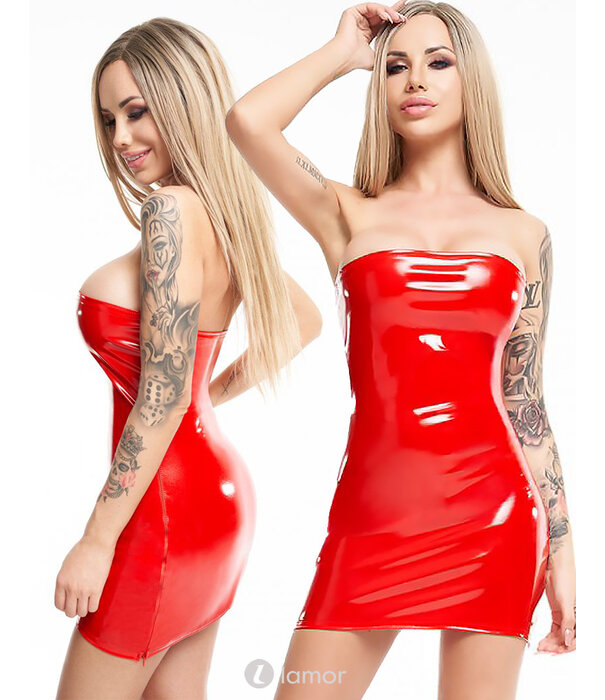 * 7-HEAVEN Sexy rood lak jurkje Magda van 7-Heaven