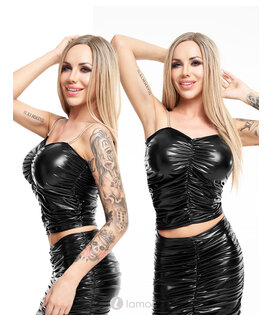 Zwarte wetlook top, SH-T054