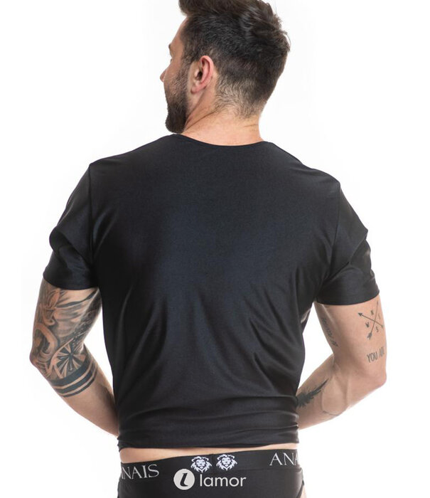 * ANAIS MEN Zwart shirt van licht glanzend ondoorzichtige stof van het merk Anais men