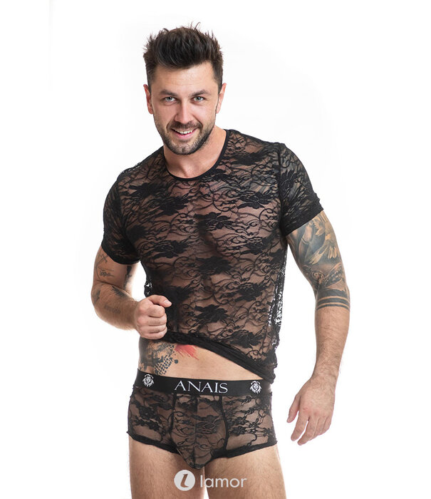 * ANAIS MEN Zwart shirt van transparant kant  van het merk Anais men