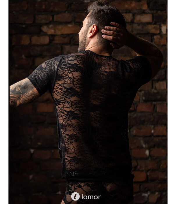 * ANAIS MEN Zwart shirt van transparant kant  van het merk Anais men