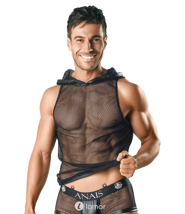 * ANAIS MEN Zwart hoodie van transparant tule van het merk Anais men