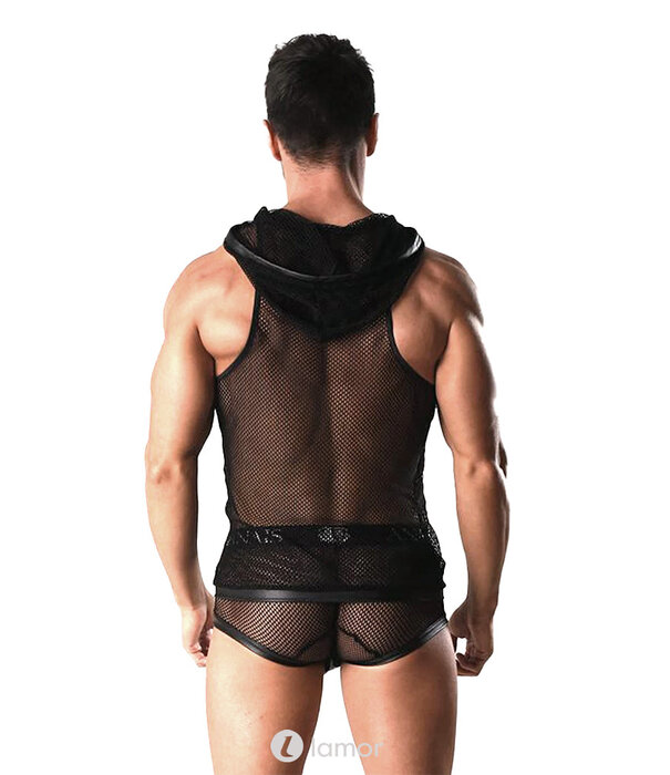 * ANAIS MEN Zwart hoodie van transparant tule van het merk Anais men