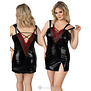 Sexy wetlook chemise versierd met delicaat bordeauxrood kant aan de halslijn