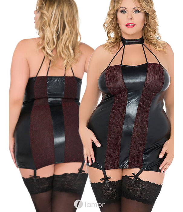 * ANDALEA Erotisch jurkje gemaakt van glanzend wetlook  gecombineerd met sensueel stof