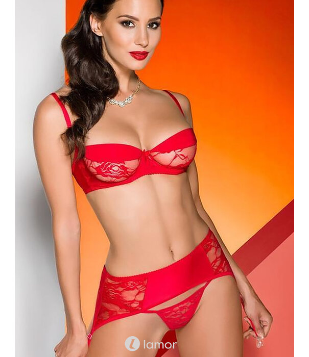 Sensuele en elegante 3-delige rode lingerie set Rayen