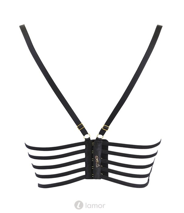 * AXAMI Sexy zwarte bustier van lederlook met kant Amber