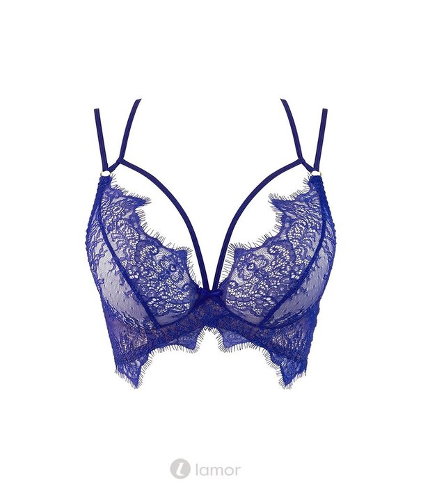 * AXAMI Sexy blauwe Bustier van gebloemd kant