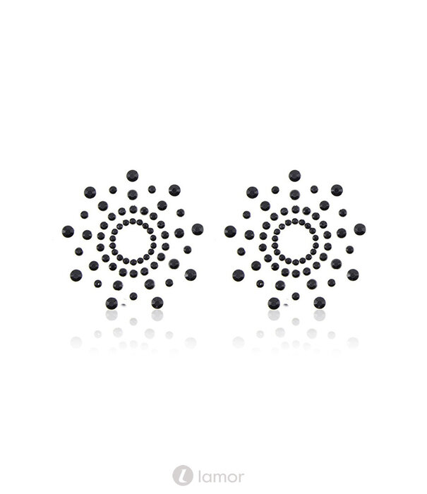 * BE LILY Tepelplakkers van zwarte strass steentjes van Be Lily