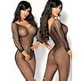 Sexy zwarte net- bodystocking Martha diamond met sierlijke strass steentjes