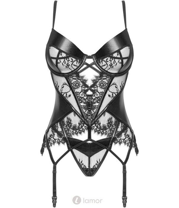 * BEAUTYNIGHT Sexy Jarretelkorset Leonela van een lederlook materiaal en kant