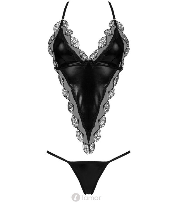 * BEAUTYNIGHT Spannende 2-delige lederlook set van lederlook en kant