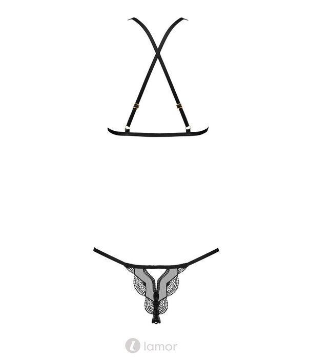 * BEAUTYNIGHT Spannende 2-delige lederlook set van lederlook en kant