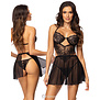 Sensueel Zwarte chemise Dark Mirage met thong