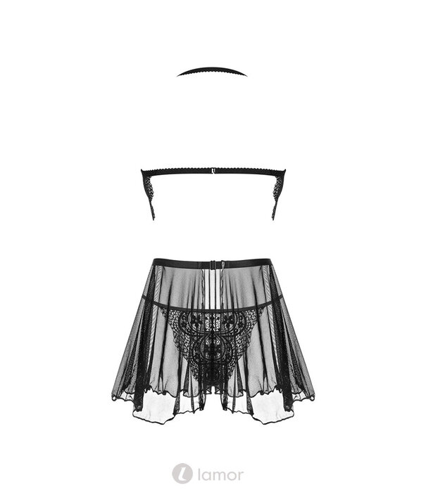 * BEAUTYNIGHT Sensueel  Zwarte chemise Dark Mirage met thong