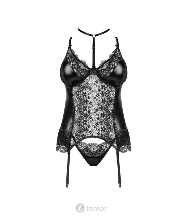 * BEAUTYNIGHT Sexy Jarretelkorset Fantasy van een wetlook materiaal en kant