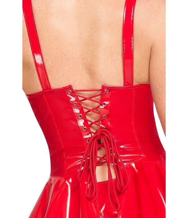 * BLACK LEVEL Rode lak Peplum Top & String van Black level