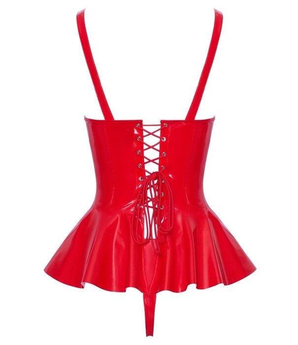 * BLACK LEVEL Rode lak Peplum Top & String van Black level