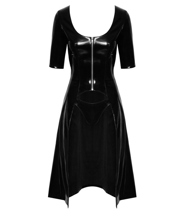 * BLACK LEVEL Zwarte Lak manteljurk & String, van Black level