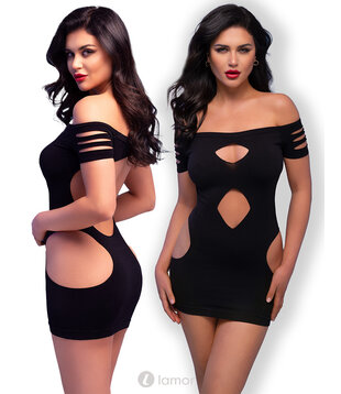 Zwart naadloos mini jurkje,CR4671