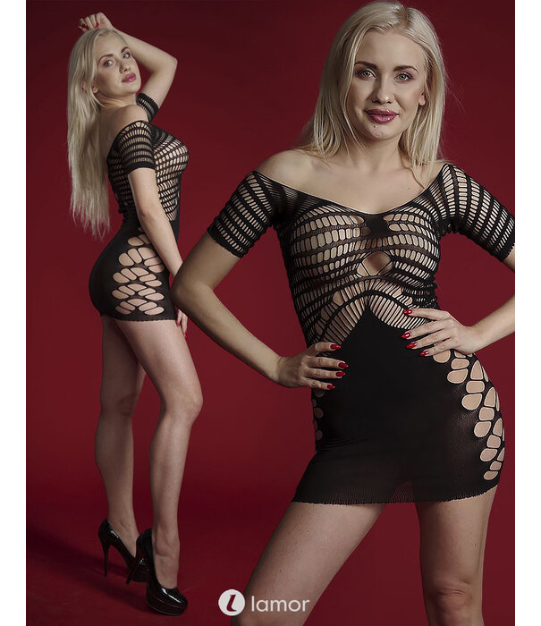 * CINDYLOVE Spannend zwart off-shoulder netjurkje CL60176