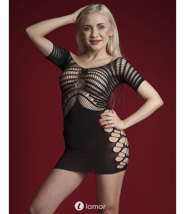 * CINDYLOVE Spannend zwart off-shoulder netjurkje CL60176