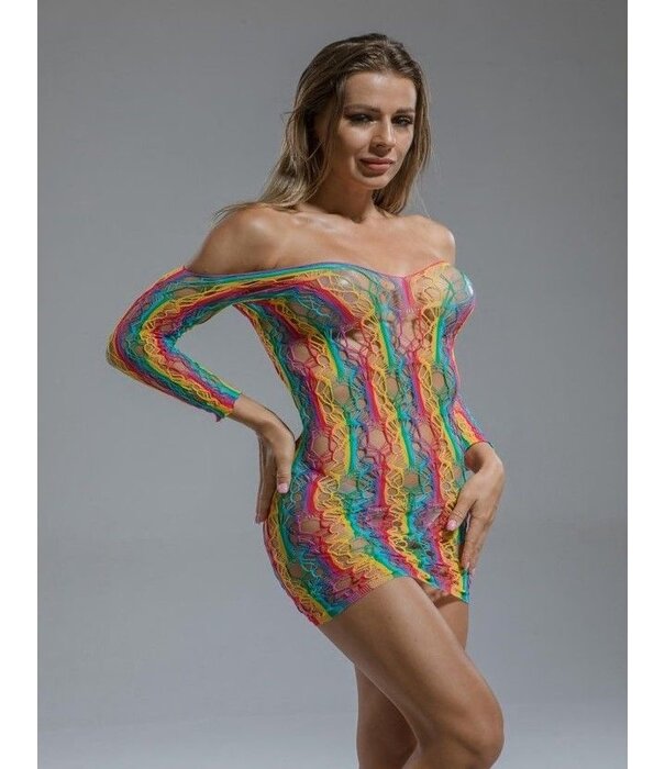 * CINDYLOVE Spannend Rainbow Off Shoulder netjurkje CL60215 van het merk CindyLove