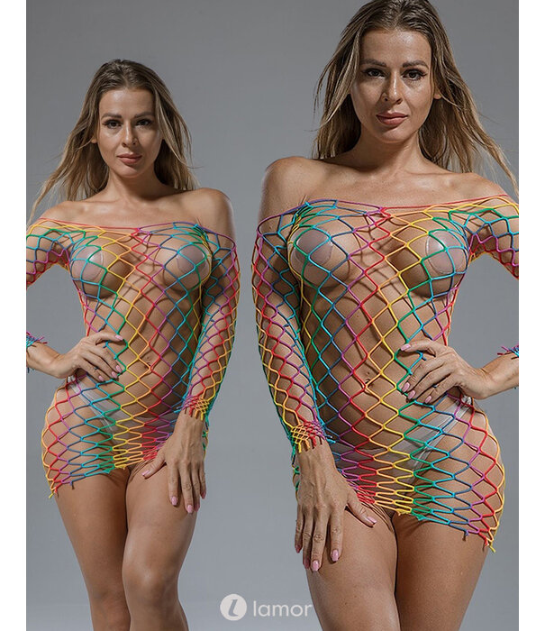 * CINDYLOVE Spannend Rainbow Off Shoulder netjurkje CL60221 van het merk CindyLove