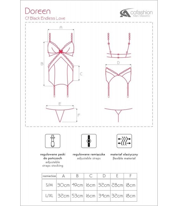 * COFASHION Zwarte kanten chemise Doreen van Cofashion