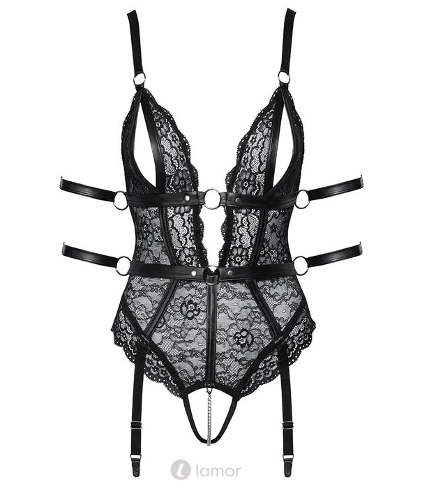 * COTTELLI BONDAGE Bondage body kruisloos met jarretels