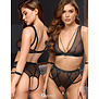 Zachte Bondage bh- en tailleslip ouvert in set