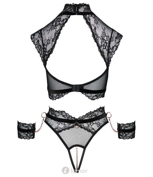 * COTTELLI BONDAGE Zachte bh-top- en tailleslip ouvert in set