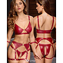 Lingerie set in Bondagestijl in rood matte look
