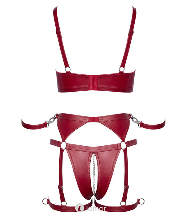 * COTTELLI BONDAGE  Lingerie set in Bondagestijl in rood matte look