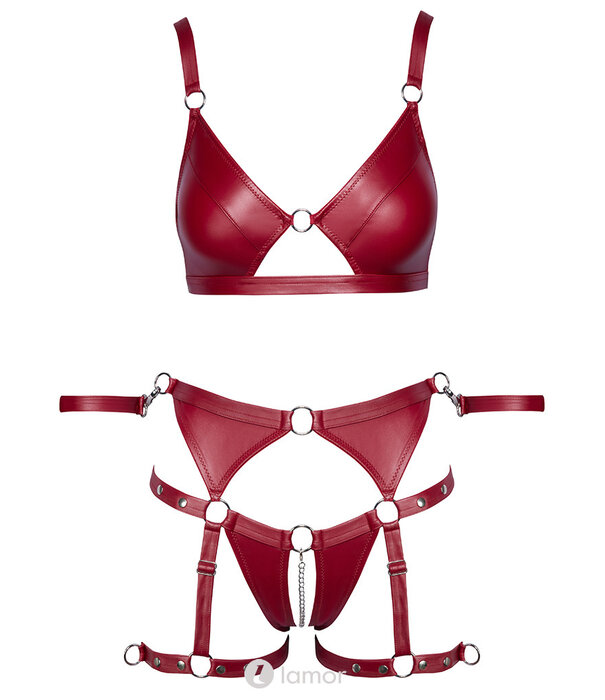 * COTTELLI BONDAGE  Lingerie set in Bondagestijl in rood matte look