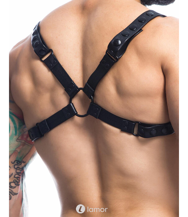 * CUT4MEN Zwarte lederlook borstharnas01 van het merk Cut4Men